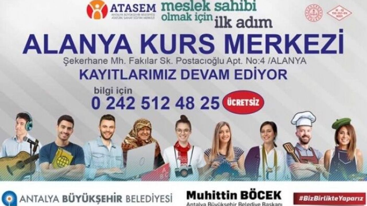 Alanya ATASEM’de kontenjanı dolmayan kurslara kayıtlar devam ediyor