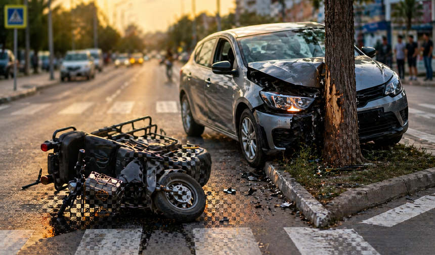 Yaya geçidindeki motosiklet kazası ucuz atlatıldı